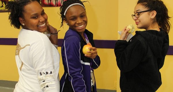 Students from Cristo Rey Kansas City learned about healthy food choices through the Dobies Health Marketing Apple a Day program