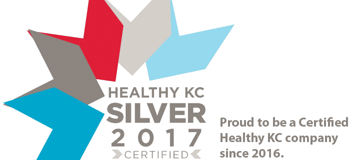 Emblem signifying Dobies Health Marketing’s silver certification as a Healthy KC Company