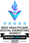 Badge from Design Rush showing our ranking as a "Best Healthcare Digital Marketing Agency"